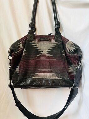 Pistil Woven Aztec Duffle Bag Crossbody Burgundy